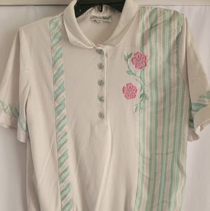 2pc. Pink, green and white top and skirt